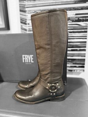 FRYE Phillip Harness tall leather boot- black size 8.5